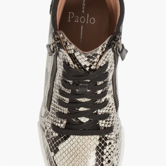 NIB Paolo Wedge Sneaker - Cream Snake Print Leather - Size 8 - Picture 4 of 5